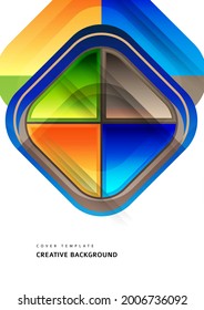 Resumen de fondo geométrico con espacio para el texto. Cuadros redondeados que se solapan en la actualidad. Formas de color inusuales para tu mensaje. Presentación de negocios o técnica. Ilustración del vector