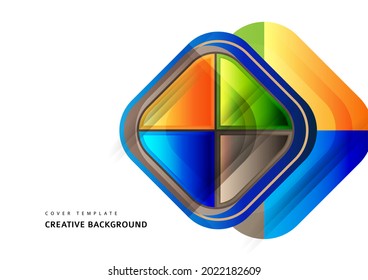 Abstract geometric background with space for your text. Modern overlapping rounded squares. Unusual color forms for your message. Business or technical presentation. Vector illustration