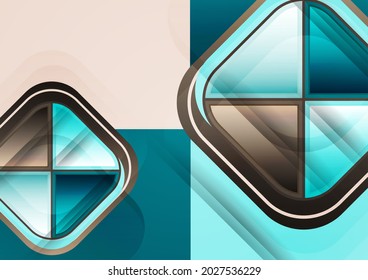 Abstract geometric background with space for your text. Modern overlapping rounded squares. Unusual color forms for your message. Business or technical presentation. Vector illustration
