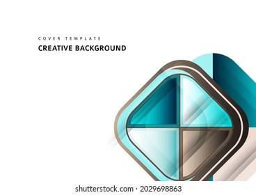 Abstrakter geometrischer Hintergrund mit Platz für Ihren Text. Moderne, überlappende, runde Quadrate. Ungewöhnliche Farbformulare für Ihre Nachricht. Geschäftliche oder technische Präsentation. Vektorgrafik