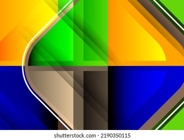 Abstract geometric background with space for your text. Modern overlapping rounded squares. Unusual color forms for your message. Business or technical presentation. Vector illustration