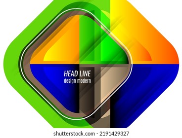 Abstrakter geometrischer Hintergrund mit Platz für Ihren Text. Moderne, überlappende, runde Quadrate. Ungewöhnliche Farbformulare für Ihre Nachricht. Geschäftliche oder technische Präsentation. Vektorgrafik
