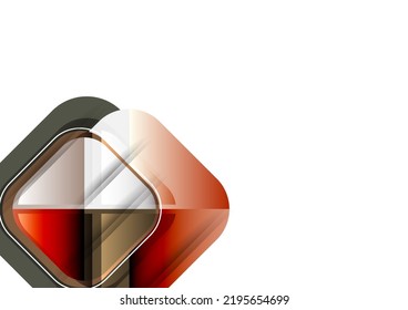 Abstract geometric background with space for your text. Modern overlapping rounded squares. Unusual color forms for your message. Business or technical presentation. Vector illustration
