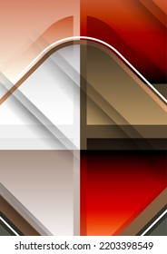 Abstract geometric background with space for your text. Modern overlapping rounded squares. Unusual color forms for your message. Business or technical presentation. Vector illustration