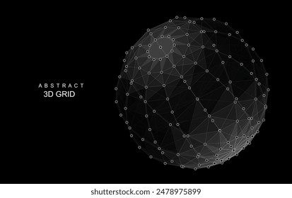 Abstract geometric background with sphere wireframe from circles. Concept for science, business and technology template with 3d globe vector.