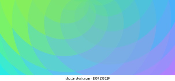 Abstract geometric background, spiral intersecting waves colored in different shades of green, blue, purple. Vector illustration for graphic design, banner or poster.