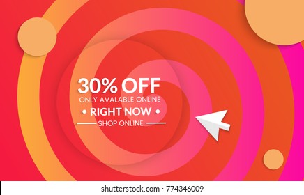  Abstract geometric background with spiral.Modern template for social media banner. Contemporary material design with realistic shadow over flat gradient background.