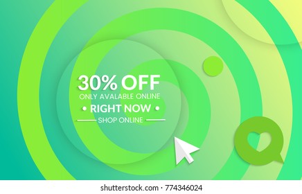  Abstract geometric background with spiral.Modern template for social media banner. Contemporary material design with realistic shadow over flat gradient background.