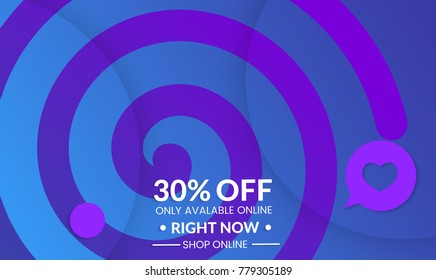  Abstract geometric background with spiral.Modern template for social media banner. Contemporary material design with realistic shadow over flat gradient background.