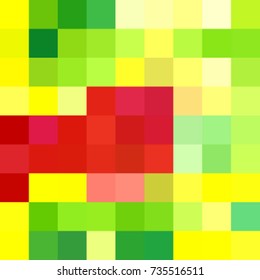 abstract geometric background from square mosaic of green and red color, vector illustration
