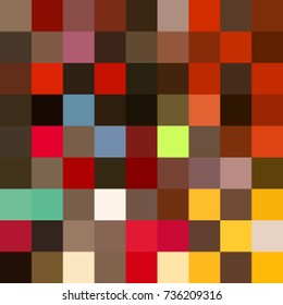 abstract geometric background from square mosaic of red, brown and yellow, vector illustration