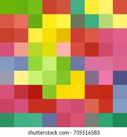 abstract geometric background from square motley mosaic of red, yellow, green and blue colors, vector illustration