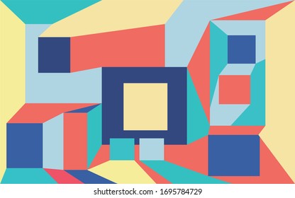 Abstract geometric background in square style. Colorful geometric pattern. 