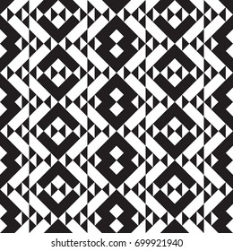 Abstract geometric background with square, triangle. A seamless vector Black and white. 