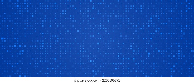 Abstract geometric background of squares. Blue pixel background with empty space. Vector illustration