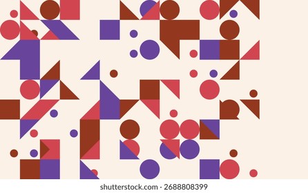 Abstract geometric background with squares circles and triangles shapes