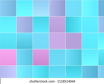 Abstract geometric background with squares Gradients squares of pink, green and blue colors. Vector illustration 