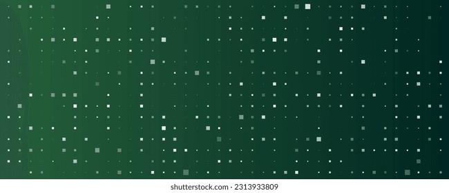 Abstrakter geometrischer Hintergrund von Quadraten. Grüner Pixelhintergrund mit leerem Raum. Vektorgrafik