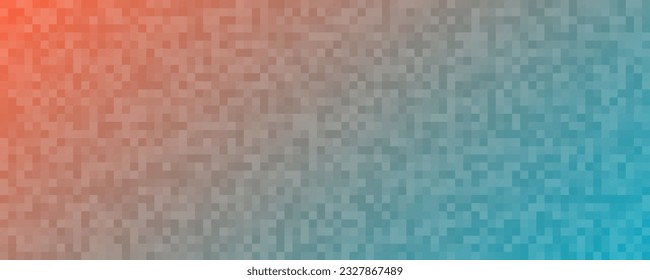 Abstrakter geometrischer Hintergrund mit Quadraten. Grüner und orangefarbener Pixelhintergrund mit Leerzeichen. Vektorgrafik