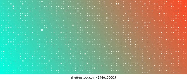 Abstract geometric background with squares. Green and orange pixel background with empty space. Vector illustration