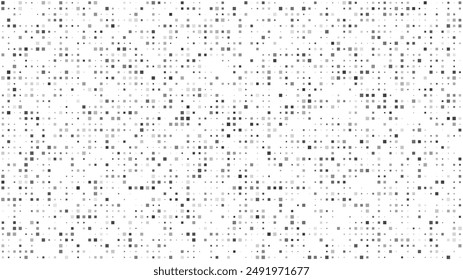 Abstract geometric background with squares. Grey pixels on white with empty space. Digital business backdrop. Vector illustration