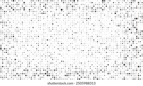 Abstract geometric background with squares. Grey pixels on white with empty space. Digital business backdrop. Vector illustration