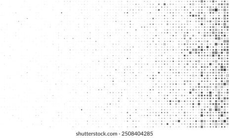 Abstract geometric background with squares. Grey pixels on white with empty space. Digital business backdrop. Vector illustration