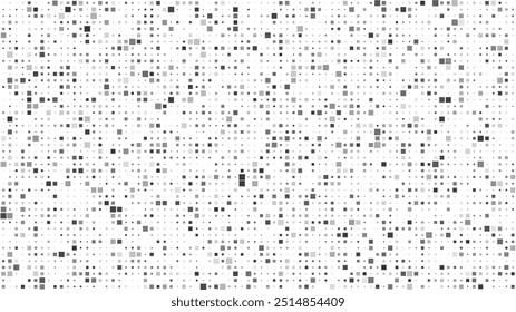 Abstract geometric background with squares. Grey pixels on white with empty space. Digital business backdrop. Vector illustration