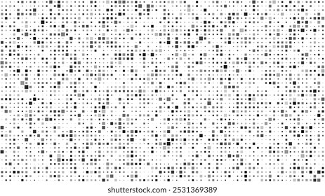 Abstract geometric background with squares. Grey pixels on white with empty space. Digital business backdrop. Vector illustration