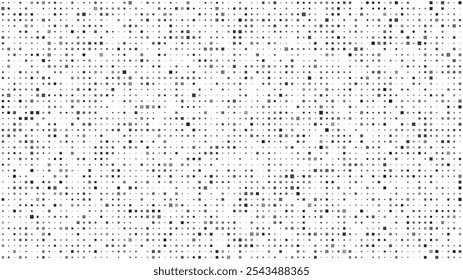 Abstract geometric background with squares. Grey pixels on white with empty space. Digital business backdrop. Vector illustration