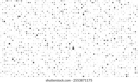 Abstract geometric background with squares. Grey pixels on white with empty space. Digital business backdrop. Vector illustration