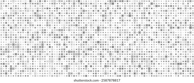 Abstract geometric background with squares. Grey pixels on white with empty space. Digital business backdrop. Vector illustration