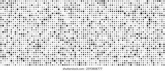 Abstract geometric background with squares. Grey pixels on white with empty space. Digital business backdrop. Vector illustration