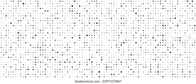 Abstract geometric background with squares. Grey pixels on white with empty space. Digital business backdrop. Vector illustration