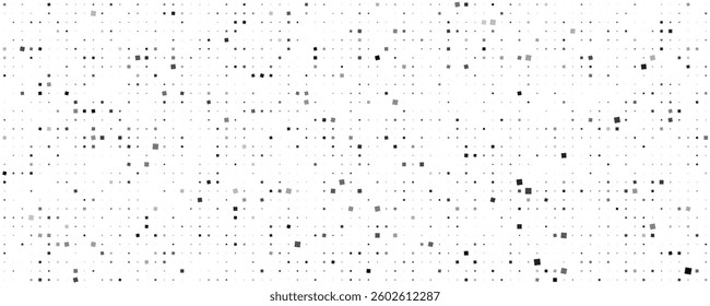 Abstract geometric background with squares. Grey pixels on white with empty space. Digital business backdrop. Vector illustration