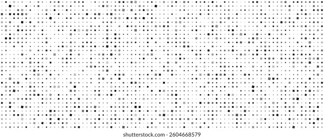 Abstract geometric background with squares. Grey pixels on white with empty space. Digital business backdrop. Vector illustration