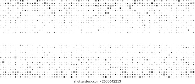 Abstract geometric background with squares. Grey pixels on white with empty space. Digital business backdrop. Vector illustration