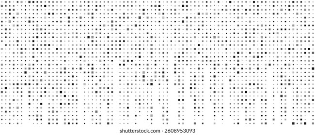 Abstract geometric background with squares. Grey pixels on white with empty space. Digital business backdrop. Vector illustration