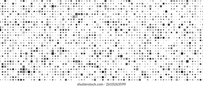 Abstract geometric background with squares. Grey pixels on white with empty space. Digital business backdrop. Vector illustration