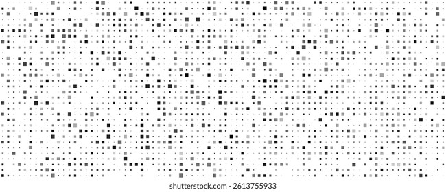 Abstract geometric background with squares. Grey pixels on white with empty space. Digital business backdrop. Vector illustration