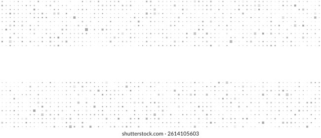 Abstract geometric background with squares. Grey pixels on white with empty space. Digital business backdrop. Vector illustration