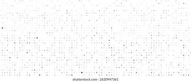 Abstract geometric background with squares. Grey pixels on white with empty space. Digital business backdrop. Vector illustration