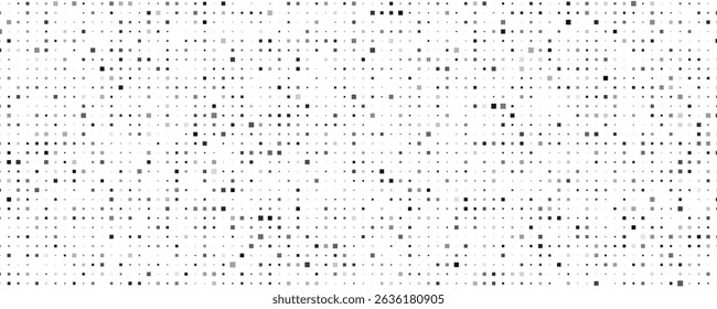 Abstract geometric background with squares. Grey pixels on white with empty space. Digital business backdrop. Vector illustration