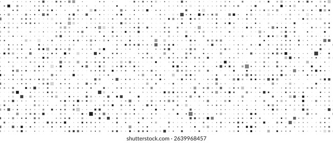 Abstract geometric background with squares. Grey pixels on white with empty space. Digital business backdrop. Vector illustration