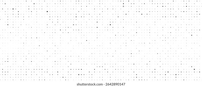 Abstract geometric background with squares. Grey pixels on white with empty space. Digital business backdrop. Vector illustration