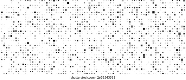 Fondo geométrico Abstractas con cuadrados. Píxeles grises sobre blanco con espacio vacío. Telón de fondo de negocios digitales. Ilustración vectorial