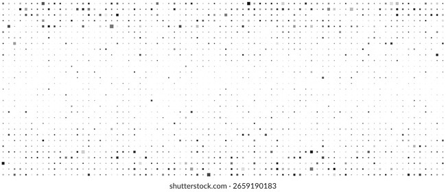 Abstrakter geometrischer Hintergrund mit Quadraten. Graue Pixel auf Weiß mit leerem Leerraum. Digitaler Geschäftskontext. Vektorgrafik
