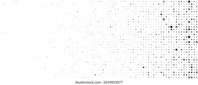 Fondo geométrico Abstractas con cuadrados. Píxeles grises sobre blanco con espacio vacío. Telón de fondo de negocios digitales. Ilustración vectorial
