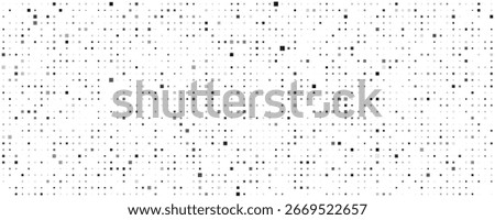 Abstract geometric background with squares. Grey pixels on white with empty space. Digital business backdrop. Vector illustration