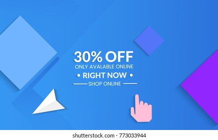 Abstract geometric background with squares. Modern template for social media banner. Contemporary material design with realistic shadow over flat gradient background.